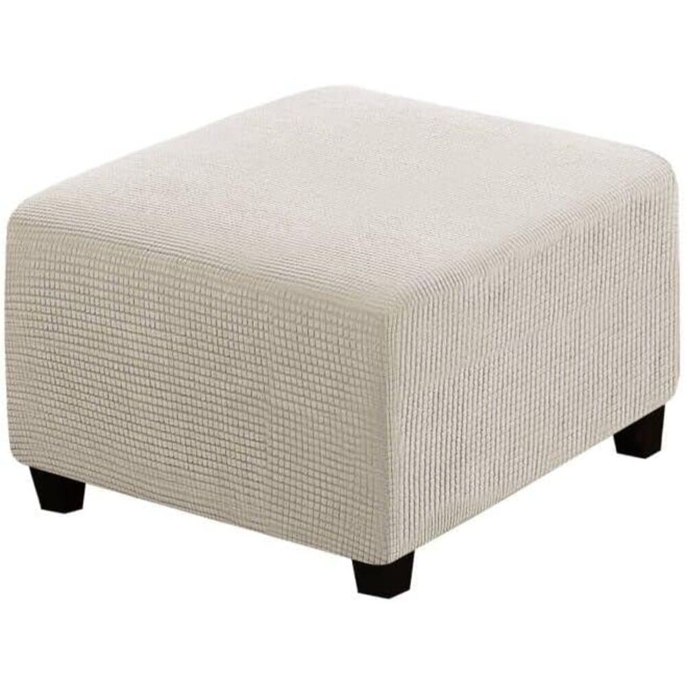 Square Ottoman Stool Cover Slipcover Spandex Jacquard Fabric